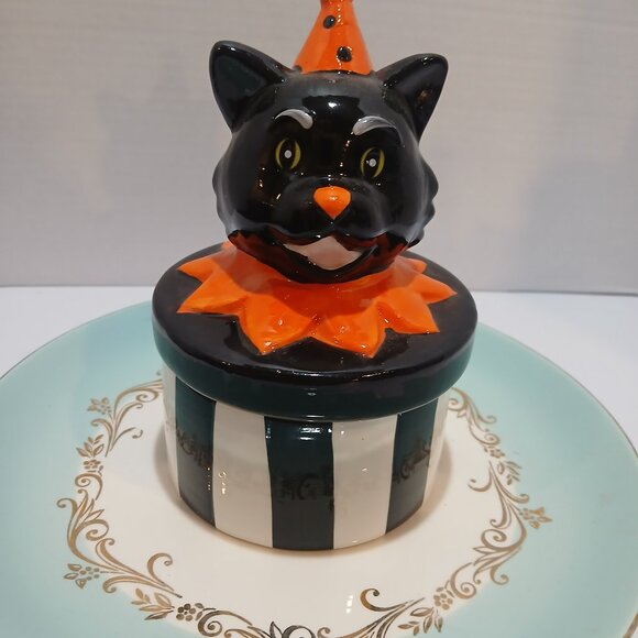 Ashland Other - Halloween Retro Black Cat Ceramic Trinket Box